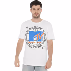 MTV Mens 1981 Globe T-Shirt - XXL, White