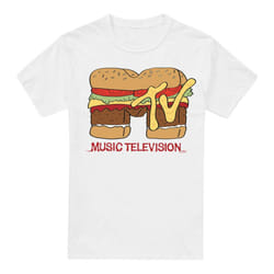 MTV Mens Hamburger Logo T-Shirt - XXL, White