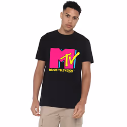 MTV Mens Hot Pink Logo T-Shirt - 3XL, Black