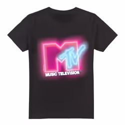 MTV Mens Neon Sign Logo T-Shirt - XL, Black