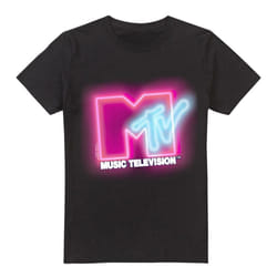 MTV Mens Neon Sign Logo T-Shirt - XXL, Black