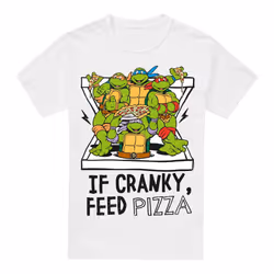 Teenage Mutant Ninja Turtles Mens Cranky Pizza T-Shirt - 4XL, White