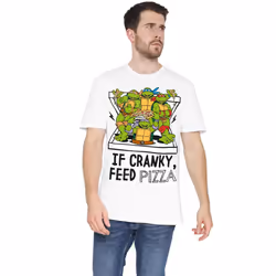 Teenage Mutant Ninja Turtles Mens Cranky Pizza T-Shirt - 4XL, White
