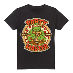 Teenage Mutant Ninja Turtles Mens Mikey Party Master T-Shirt - M, Black