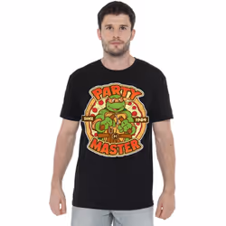 Teenage Mutant Ninja Turtles Mens Mikey Party Master T-Shirt - 4XL, Black