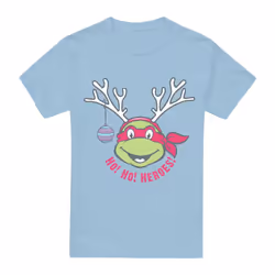 Teenage Mutant Ninja Turtles Mens Ho Ho Heroes Reindeer Christmas T-Shirt - L, Light Blue