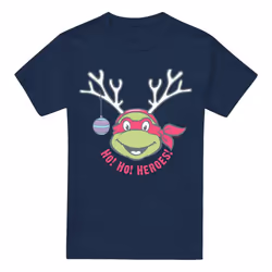 Teenage Mutant Ninja Turtles Mens Ho Ho Heroes Reindeer Christmas T-Shirt - S, Navy
