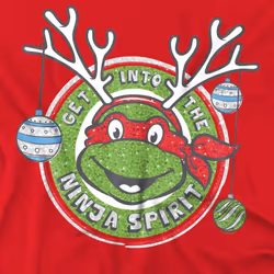 Teenage Mutant Ninja Turtles Mens Into The Ninja Spirit Christmas T-Shirt - XL, Red