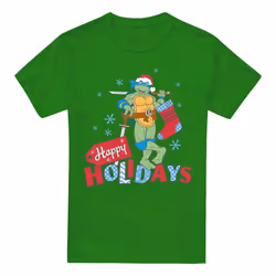 Teenage Mutant Ninja Turtles Mens Happy Holiday Sparkle Christmas T-Shirt - M, Kelly Green