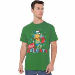 Teenage Mutant Ninja Turtles Mens Happy Holiday Sparkle Christmas T-Shirt - XL, Kelly Green