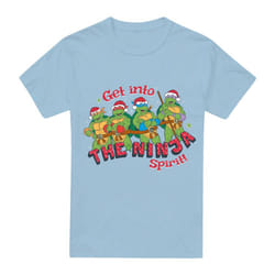 Teenage Mutant Ninja Turtles Mens The Ninja Christmas Spirit T-Shirt - S, Light Blue