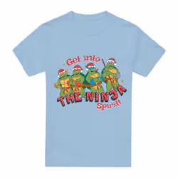 Teenage Mutant Ninja Turtles Mens The Ninja Christmas Spirit T-Shirt - L, Light Blue