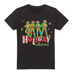 Teenage Mutant Ninja Turtles Mens Holiday Heroes Christmas T-Shirt - XL, Black