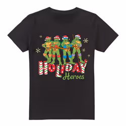 Teenage Mutant Ninja Turtles Mens Holiday Heroes Christmas T-Shirt - XXL, Black