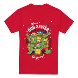 Teenage Mutant Ninja Turtles Mens Merry Christmas From Our Sewer T-Shirt - XL, Red