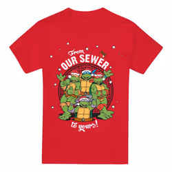 Teenage Mutant Ninja Turtles Mens Merry Christmas From Our Sewer T-Shirt - XXL, Red