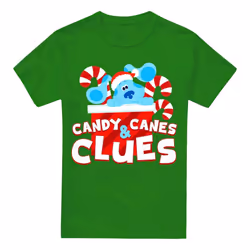 Blue's Clues & You! Mens Clues Candy Canes Christmas T-Shirt - S, Kelly Green