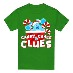 Blue's Clues & You! Mens Clues Candy Canes Christmas T-Shirt - S, Kelly Green