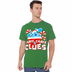 Blue's Clues & You! Mens Clues Candy Canes Christmas T-Shirt - 4XL, Kelly Green
