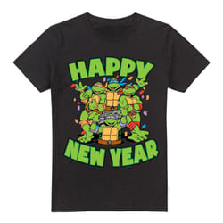 Teenage Mutant Ninja Turtles Mens Group New Year T-Shirt - 3XL, Black