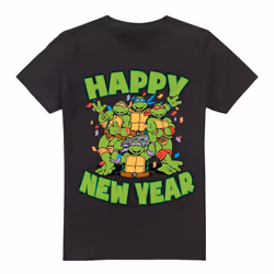 Teenage Mutant Ninja Turtles Mens Group New Year T-Shirt - 5XL, Black
