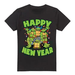 Teenage Mutant Ninja Turtles Mens Group New Year T-Shirt - 5XL, Black