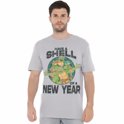 Teenage Mutant Ninja Turtles Mens Shell Of A New Year T-Shirt - XXL, Sport Heather