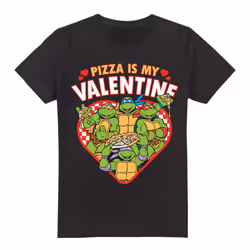 Teenage Mutant Ninja Turtles Mens Pizza Is My Valentine T-Shirt - 3XL, Black