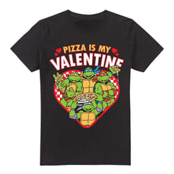 Teenage Mutant Ninja Turtles Mens Pizza Is My Valentine T-Shirt - 3XL, Black