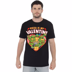 Teenage Mutant Ninja Turtles Mens Pizza Is My Valentine T-Shirt - 3XL, Black
