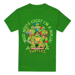 Teenage Mutant Ninja Turtles Mens Who Needs Luck St Patricks Day T-Shirt - S, Kelly Green