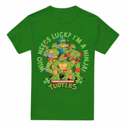 Teenage Mutant Ninja Turtles Mens Who Needs Luck St Patricks Day T-Shirt - L, Kelly Green