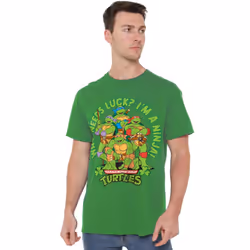 Teenage Mutant Ninja Turtles Mens Who Needs Luck St Patricks Day T-Shirt - L, Kelly Green