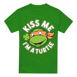 Teenage Mutant Ninja Turtles Mens Kiss Me St Patricks Day T-Shirt - S, Kelly Green