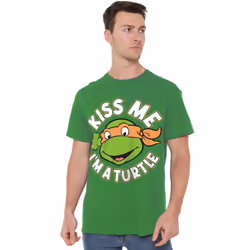 Teenage Mutant Ninja Turtles Mens Kiss Me St Patricks Day T-Shirt - XXL, Kelly Green