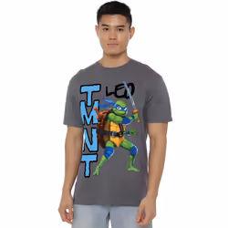 Teenage Mutant Ninja Turtles Mens Mutant Mayhem Leonardo T-Shirt - XXL, Charcoal