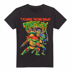 Teenage Mutant Ninja Turtles Mens Mutant Mayhem Logo Group T-Shirt - XL, Black