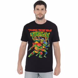 Teenage Mutant Ninja Turtles Mens Mutant Mayhem Logo Group T-Shirt - XL, Black