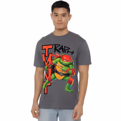 Teenage Mutant Ninja Turtles Mens Mutant Mayhem Raphael T-Shirt - XXL, Charcoal