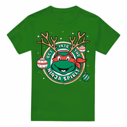 Teenage Mutant Ninja Turtles Mens Ninja Christmas Spirit T-Shirt - XL, Kelly Green