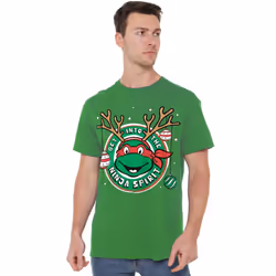 Teenage Mutant Ninja Turtles Mens Ninja Christmas Spirit T-Shirt - XL, Kelly Green