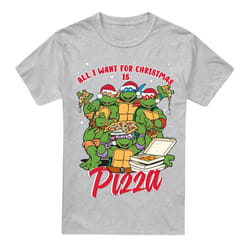 Teenage Mutant Ninja Turtles Mens Pizza Christmas T-Shirt - XXL, Sport Heather