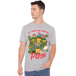 Teenage Mutant Ninja Turtles Mens Pizza Christmas T-Shirt - 3XL, Sport Heather