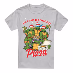 Teenage Mutant Ninja Turtles Mens Pizza Christmas T-Shirt - L, Sport Heather