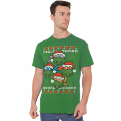 Teenage Mutant Ninja Turtles Mens Ugly Christmas Jumper T-Shirt - 4XL, Kelly Green