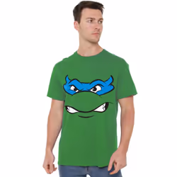 Teenage Mutant Ninja Turtles Mens Angry Leonardo T-Shirt - S, Kelly Green