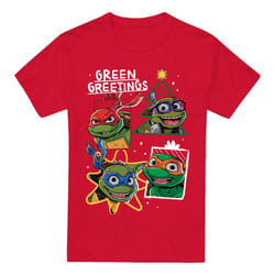 Teenage Mutant Ninja Turtles Mens Green Greetings Christmas T-Shirt - XXL, Red