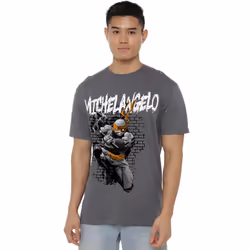 Teenage Mutant Ninja Turtles Mens Michelangelo T-Shirt - M, Charcoal
