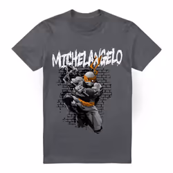 Teenage Mutant Ninja Turtles Mens Michelangelo T-Shirt - 3XL, Charcoal