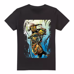 Teenage Mutant Ninja Turtles Mens Cool Rainbow Warriors T-Shirt - 5XL, Black